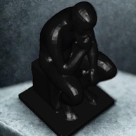 Escultura do Pensador Abstrato em Preto - Arte Contemplativa Moderna - imagem 4