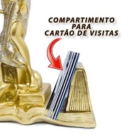 Escultura Decorativa Dama da Justiça Dourada com Brilho - Organizador de Mesa para Escritório com Porta-Canetas e Porta-Cartões - imagem 5