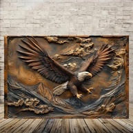Arte de Parede em Tela Rústica Vintage com Escultura de Águia em Bronze - Pôster 30x45cm Sem Moldura para Decoração de Casa e Escritório - imagem 4