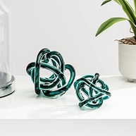 Bola de Decoração de Vidro Orbit Azul-Petróleo – Escultura Abstrata Moderna para Casa e Escritório - imagem 5