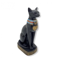 Escultura Egípcia Bastet Preta 14 cm em Resina - Decore com Estilo e Mistério - imagem 1