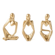 FJS Estátuas Gold Thinker - Conjunto de 3 Esculturas Douradas para Decoração Moderna de Mesa - imagem 1
