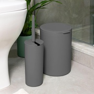 Kit Banheiro Serene Coza: Lixeira + Escova Cinza Escuro - imagem 2