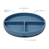 Pratinho em Silicone com Ventosa Azul Escuro - Seguro, Higiênico e Prático para Refeições Infantis - imagem 4