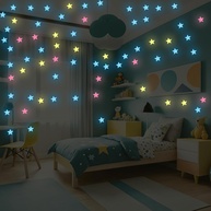 Adesivos de Parede Estrelas que Brilham no Escuro - 100 Peças Multicoloridas para Decoração Infantil e Sala de Estar - imagem 1