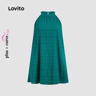 Vestido Plus Size Lovito: Elegância em Verde Escuro - imagem 2
