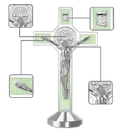 Crucifixo de São Bento com Medalha Luminosa - 2 Peças em Liga Esmaltada 7,6 cm - imagem 5