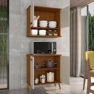 Kit de Cozinha Mavi – Balcão e Armário Aéreo Moderno em Cedro/Off para Espaço Organizado - imagem 4