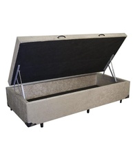 Cama Box Baú Solteiro em Suede Bege – Design Moderno com Espaço Extra de Armazenamento - imagem 5
