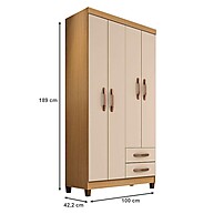Guarda Roupa Solteiro Modena 4 Portas – Elegância e Espaço - imagem 2