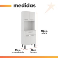 Armário de Cozinha Balli 4 Portas e 1 Gaveta em Branco Brilho - Espaço Inteligente para sua Cozinha - imagem 4