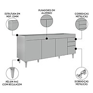 Balcão de Cozinha 180cm Dallas: Mais Espaço! - imagem 2