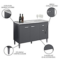 Balcão de Cozinha 120cm Gabriela: Pia Inox + Muito Espaço! - imagem 2