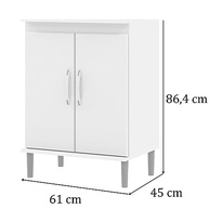 Gabinete Balcão para Cozinha com 2 Portas e Espaço para Microondas – Armário Multiuso em MDP Branco - imagem 4