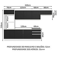 Cozinha Completa Madesa 330cm Branco/Preto – Montável e Espaçosa - imagem 2