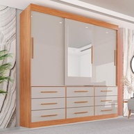 Guarda-Roupa Casal 3 Portas 9 Gavetas com Espelho - Design Moderno e Espaçoso - imagem 1