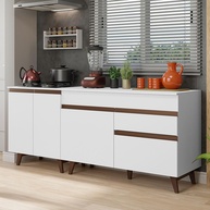 Kit com 2 Balcões de Cozinha Madesa Reims 4 Portas 1 Gaveta em Branco - Design Moderno e Espaçoso - imagem 1