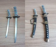 Kit 2 Espadas Katana Decorativas com Suporte - Estilo Samurai para Mesa e Escritório - imagem 5