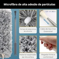 Espanador Pó Extensível 2,80m com Microfibra e Cabo Inox - Limpeza de Tetos, Ventiladores e Locais Altos - imagem 4