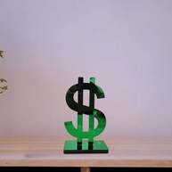 Cifrão Acrílico Espelhado Verde - Enfeite Decorativo de Luxo para Escritório e Sala - imagem 5