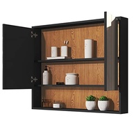 Armário de Banheiro Aéreo com Espelheira Eros 2 Portas - Design Moderno Preto Nature - imagem 5