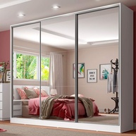 Guarda-Roupa Casal 100% MDF com Espelho Royale 3 Portas de Correr Madesa - imagem 1