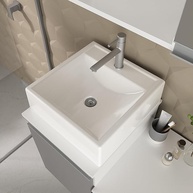 Gabinete de Banheiro Cross 60cm com Cuba e Espelho - Design Moderno em Branco e Cinza - imagem 4