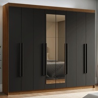 Guarda-Roupa Casal 8 Portas com Espelho Venus Madesa - Design Rustic/preto/preto - imagem 1