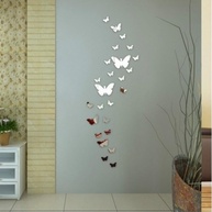 Adesivos 3D Borboleta Espelho Acrílico - 12 Peças Modernas para Decoração de Parede - imagem 3