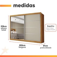 Guarda-Roupas Casal 2 Portas de Correr com Espelho e 4 Gavetas - Flex 100% MDF Madeirado/Off White Áustria - imagem 4