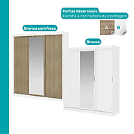 Guarda Roupa Solteiro Branco Fenix: 3 Portas e Espelho! - imagem 2