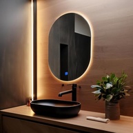 Espelho Oval com LED e Touch Screen 60x40cm - Iluminação Moderna para Banheiro e Quarto - imagem 2