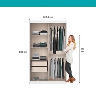 Guarda-Roupa Solteiro com Espelho 2 Portas 2 Gavetas Branco Moderno - imagem 3