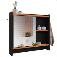 Armário com Espelho e Gancho para Toalhas no Banheiro Genova – Design Moderno Preto/Cinamomo - imagem 1