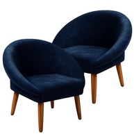 Kit 2 Poltronas Cadeira Decorativa para Sala de Espera | Estilo Elegante com Pés Palito Azul - imagem 2