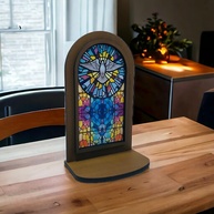 Oratório de Madeira com Imagem de Santo Espírito Santo - Decoração Sagrada Elegante - imagem 3