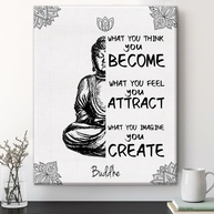 Arte Espiritual Budista em Tela | Pintura 'What You Think You Become' para Sala de Meditação - imagem 1