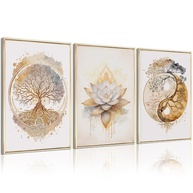 Arte de Parede Árvore da Vida com Flor de Lótus - Tela Zen para Decoração Espiritual e Yoga 40x60cm - imagem 1