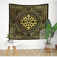 Tapeçaria Dourada Sri Yantra 152x152cm | Mandala Geometria Sagrada para Decoração Espiritual - imagem 5