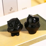 Estatueta de Coruja em Cristal de Obsidiana Preta - Decoração Espiritual e Energética para Casa e Escritório - imagem 3