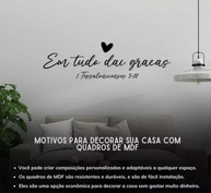 Frase Decorativa Em Tudo Dai Graças Coração em MDF - Inspiração Espiritual para Sua Casa - imagem 4