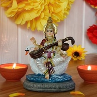 Estátua Saraswati 14 cm - Presente Divino para Decoração e Espiritualidade - imagem 3