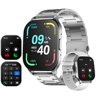 Smartwatch 1,96" AMOLED IP68: Chamadas Bluetooth, 100+ Esportes, Assistente de Voz - Unissex c/ 2 Pulseiras (Prata) - imagem 1
