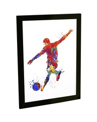 Quadro Decorativo Futebol Chute Aquarela - Arte Esportiva para Parede - imagem 1