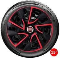 Jogo 4 Calotas Esportivas DS4 Aro 15 Preto/Vermelho - Fiat Novo Uno, Argo, Cronos e Mais - imagem 5