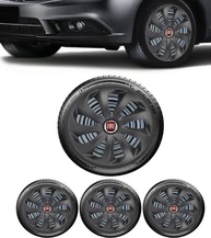 Jogo 4 Calotas Esportivas Velox Aro 14 Preto Fosco - Fiat Novo Uno, Argo, Cronos, Strada e Mais - imagem 1