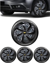 Jogo 4 Calotas Esportivas Spider Grafite/Preto Aro 14 - Onix, Prisma, Spin e mais! - imagem 1