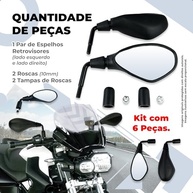 Retrovisor Esportivo Universal Moto 10mm Haste Curta - Mais Visão e Estilo para sua CG 160, XRE 300, Twister e Falcon - imagem 4