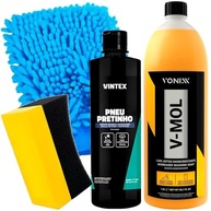 Kit Essencial Vonixx: Shampoo V-Mol 1,5L, Pneu Pretinho Vintex 500ml e Acessórios Karbox - imagem 2