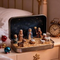 Mini Presépio de Natal Dynwave - Estábulo Rústico Artesanal para Mesa - imagem 3